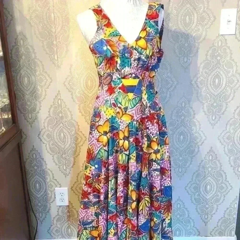Vintage 90s Floral Print Maxi Dress - Picture 1 of 9